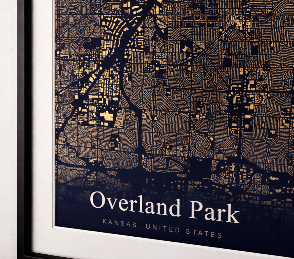 Overland Park building footprint map print