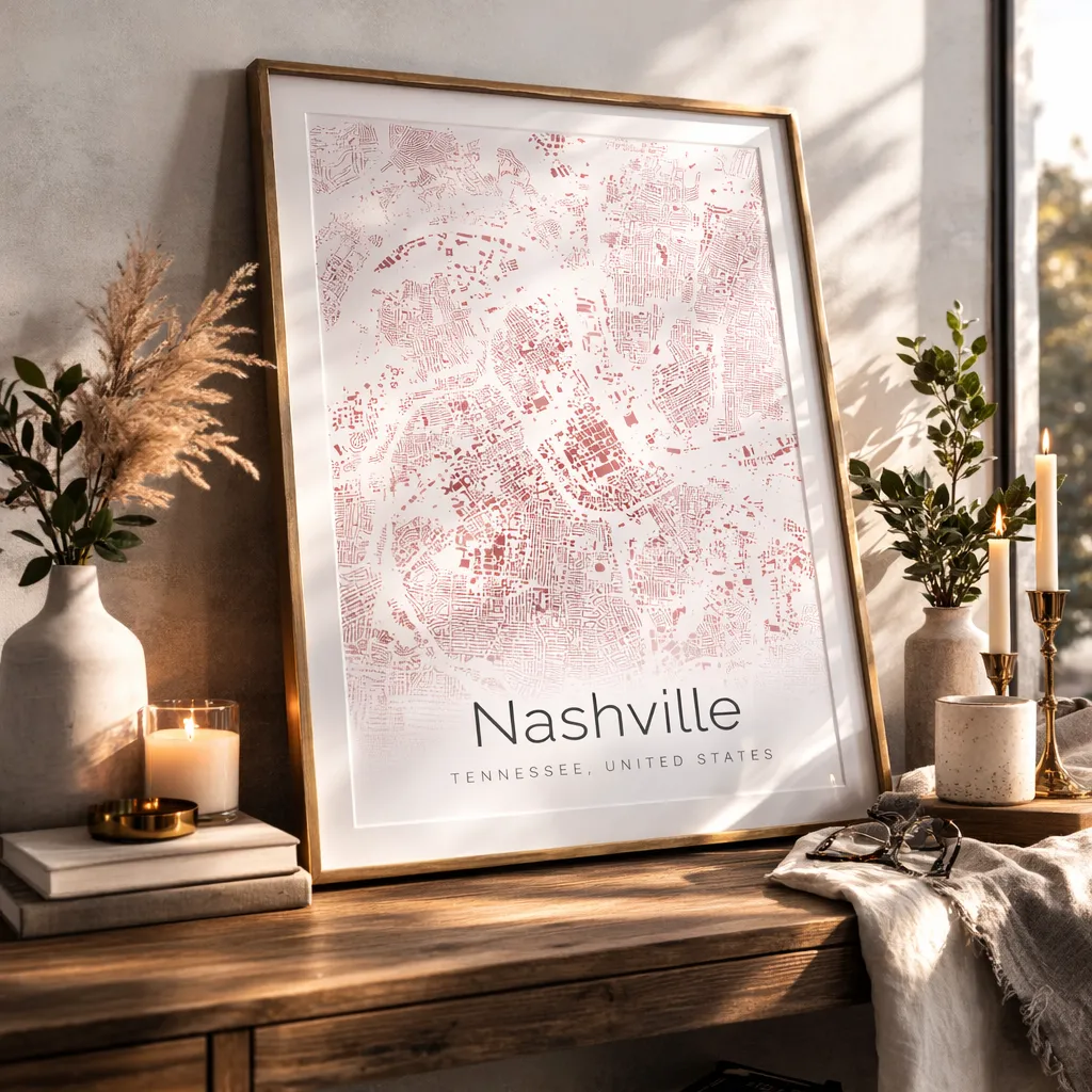 Nashville building footprint map print